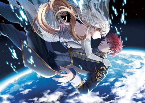 Original Couple Anime Earth Red Hair Blonde Love Space Girl