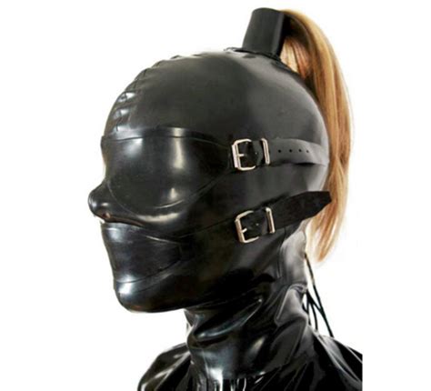 Erotic Hood Sex Bondage Mouth With Wig Mask Bdsm And Rubber With Removing Blindfold Fetish Sm