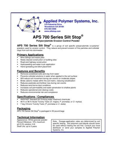 700 Silt Stop Powder Data Sheet A S P Enterprises Inc
