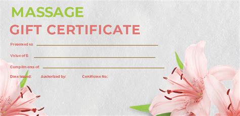Massage Gift Certificate Template Photoshop Room Surf Com