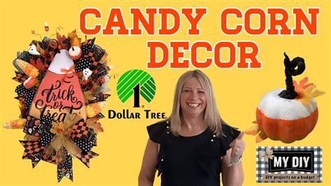 DOLLAR TREE CANDY CORN DECOR CANDY CORN WREATH CANDY CORN PUMPKIN DOLLAR TREE HALLOWEEN