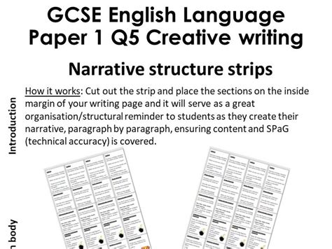 Gcse English Language Paper 1 Q5 Narrative Writing Structure Strip