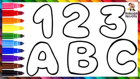 Dibuja Y Colorea Números Y Letras 123 Y Abc De Arcoiris Dibujos Para Niños