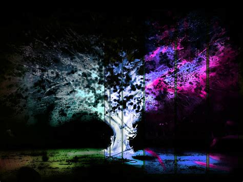 Hd Wallpaper Psychedelic Glitch Art Negative Trees Field
