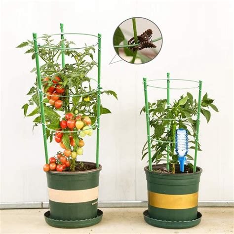 2 Pieces Tomato Cage Plant Stakes And Support With Clips