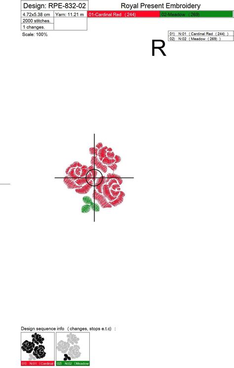 Machine Embroidery Designs Roses Mini 3 In 1 Royal Present Embroidery