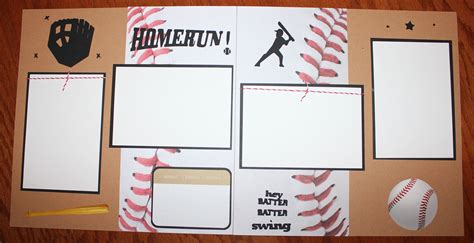 Baseball 12 X 12 Premade Scrapbook Layout Titled Homerun 3d Handmade