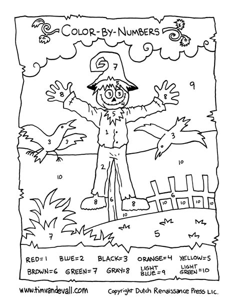 Scarecrow Color By Numbers Tims Printables