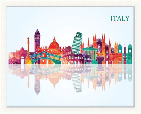 Italy Pop Skyline Framed Graphic Art Italy Illustration Cityscape