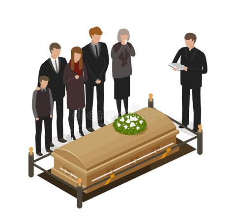 Funeral Ritual Mourning Concept Burial Grave Dead Coffin Icon Or