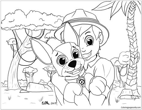 Find one of our paw patrol coloring page. Kleurplaat Paw Patrol Tracker