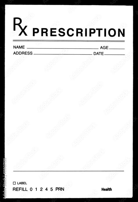 Blank Prescription Drug Form Stock Photo Adobe Stock
