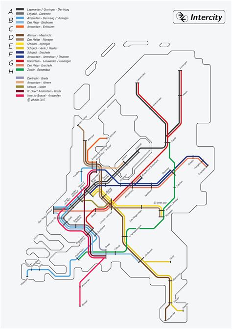 Intercity Map Of The Netherlands Spoorslag 70 Style Train Map Transit Map Subway Map Design