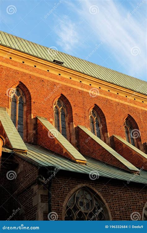 Gothic Brick Wall With Widows Architectural Detail Of The Saint John
