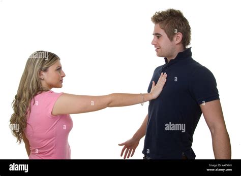Couple Arguing Woman Pushing The Man Away Stock Photo 16899236 Alamy