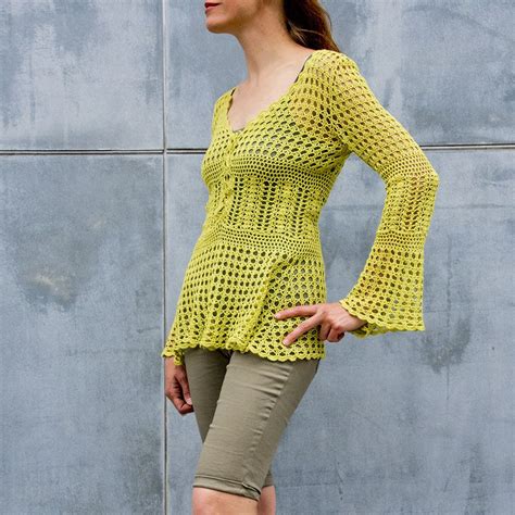 Bell Sleeves Crochet Top Pattern Sizes S 3xl Crochet Etsy Crochet