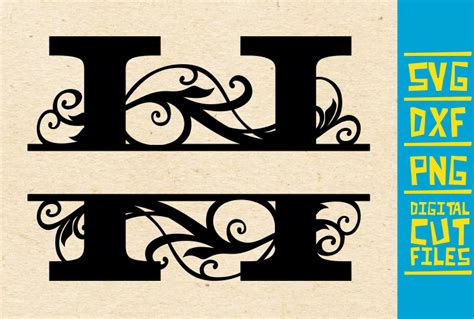 Alphabet Floral Split Monogram H Graphic By Svgyeahyouknowme · Creative