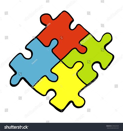 Four Puzzle Pieces Four Color Cartoon 库存矢量图（免版税）245022535 Shutterstock