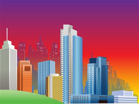 Free Download This Cartoon City Skyline With Skyscrapers Is Modern And