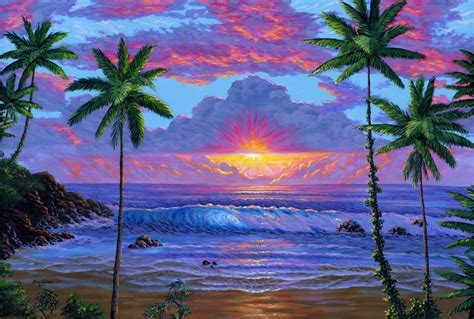 Drawn Sunset Hawaii Beach Pencil And In Color Drawn Sunset Hawaii