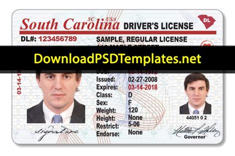 South Carolina Drivers License Template Psd Sc Updated 2023