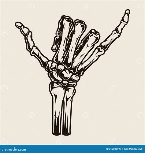 Skeleton Hand Showing Shaka Gesture Stock Vector Illustration Of