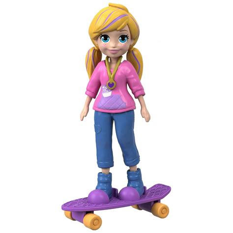Polly Pocket Active Pose Skate Rockin Polly Doll With Skateboard