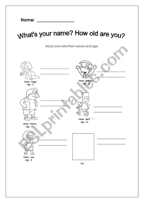 English Worksheets What´s Your Name How Old Are You