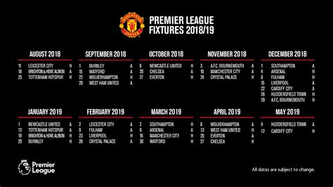 See manchester united's full fixture list for the 2019/20 premier league season. UNITED'S 2018/19 PREMIER LEAGUE FIXTURES