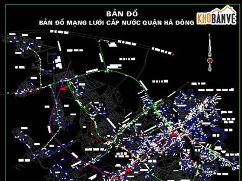 Bản đồ mạng lưới cấp nước Hà Đông do Công ty cấp nước Hà Đông quản lý