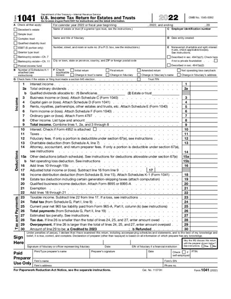 Irs Form 1041 Instructions 2023 Fill Online Printable Fillable Blank