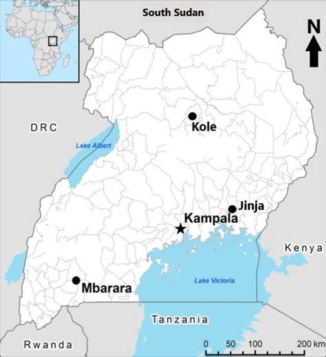 311 Map Of Uganda Showing Location Of Sampling Districts Jinja