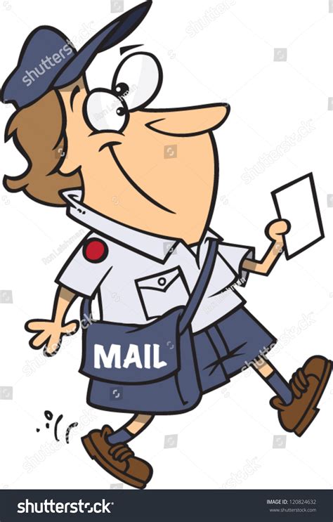 Cartoon Postal Worker Woman Delivering Mail Stock Vector Illustration