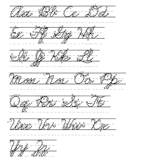Cursive Writing Practice Worksheet With The Letters And Numbers In