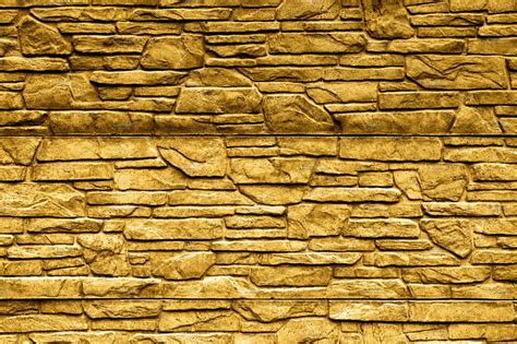 Gold Stone Brick Wall Texture High Quality Abstract