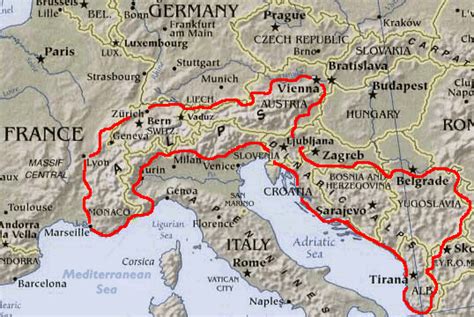 Alps Mountain Range Alps Italy Map Map