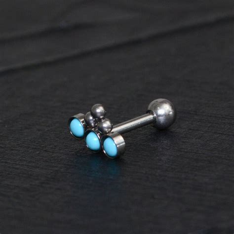 Titanium Cartilage Curved Earring Turquoise Implant Grade Etsy