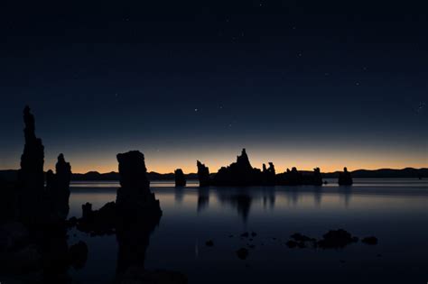 Lake Reflection Mono Lake Sunrise California Stars Wallpaper