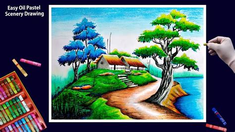 Beautiful Scenery Drawing With Oil Pastels Step By Step Youtube