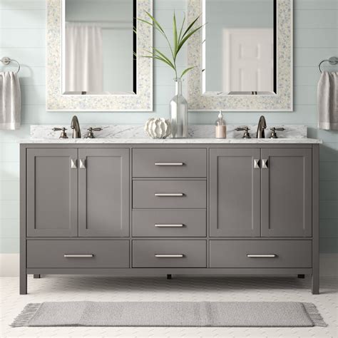 Dark charcoal vanity with 2 mirrors included. Beachcrest Home Newtown 72" Double Bathroom Vanity Set ...