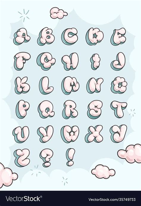 Cute Bubble Letter ڡ Lettering Alphabet Fonts Graffiti