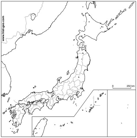 Blank Map Of Japanese Prefectures Ryûkyû And Ogasawara Islands