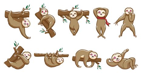 Sloth Cartoon Cute Sloth Cartoon Vector Clipart Friendlystock