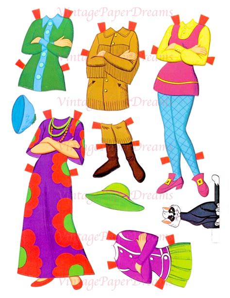 Vintage Paper Doll Printable Pdf Josie And The Pussycats Paper Doll 70s