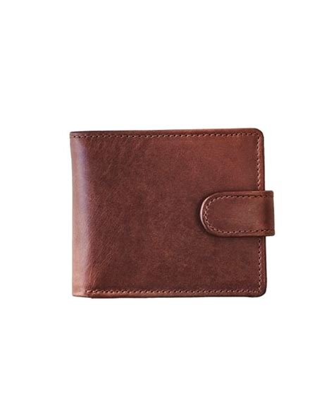 Vida Vida Vida Dark Brown Leather Tri Fold Wallet With Rfid In Red For