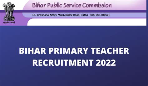 Bihar Primary Teacher Vacancy Recruitment Notification Apply Online