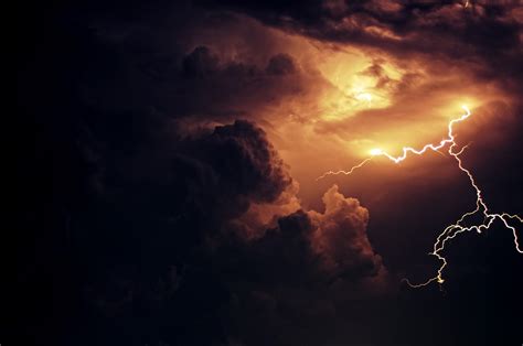 Wallpaper Nature Landscape Clouds Dark Lightning Storm Sky