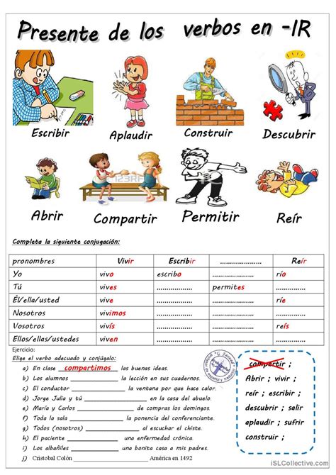 los verbos de tercera conjugación Español ELE hojas de trabajo pdf doc