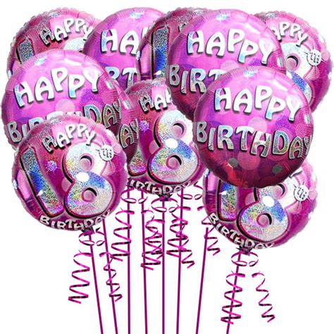 All our balloons will arrive inflated, ribbon tied and on a colour coordinated weight. 15 Helium Filled Foil 18th Pink Sparkling Birthday ...
