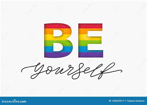 Be Yourself Quote Lgbt Rainbow Pride Flag Paper Cut Word Design Text